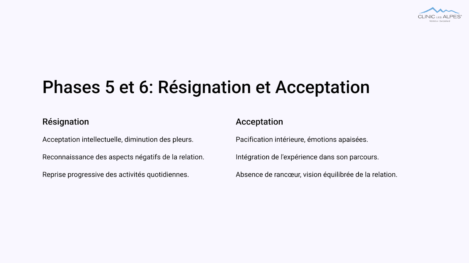 phase 5 et 6 résignation et acceptation
